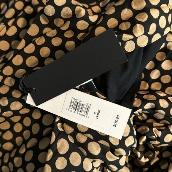 NWT! Banana Republic Camel & Black Dot Crepe Twist-Shoulder Dress - Multiple 🌗 - Picture 5 of 5
